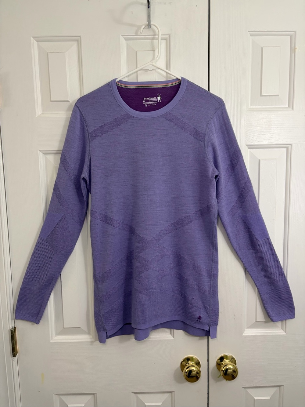 Smartwool Purple Intraknit Wool Blend Long Sleeve Crewneck Top XL
